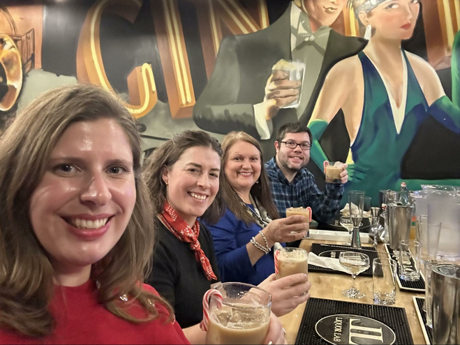 Our group at the Liquor Lab with our freshly made cocktails.