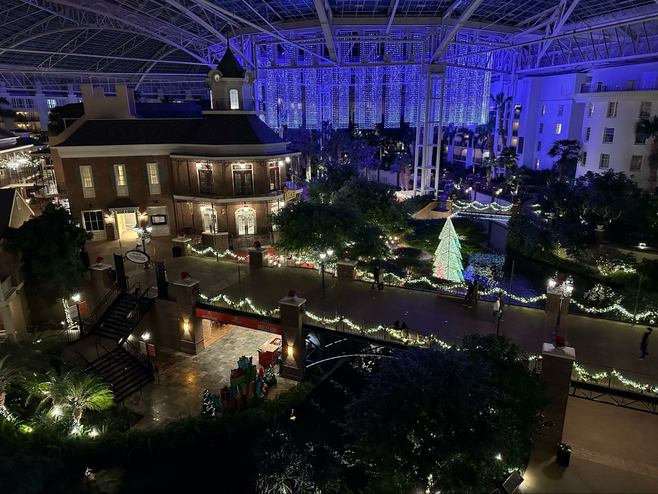 View of courtyard at the Gaylord Opryland Resort from the balcony of my room.