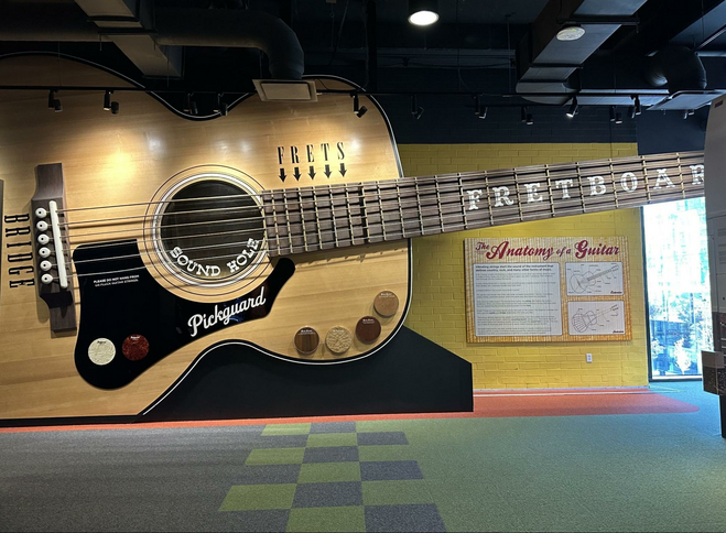 Huge guitar on the wall at the Country Music Hall of Fame and Museum.