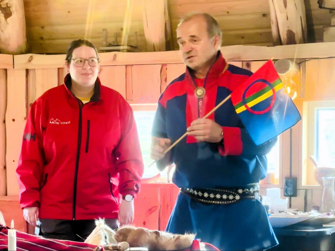 A Sami elder and an interpreter share Sami customs.