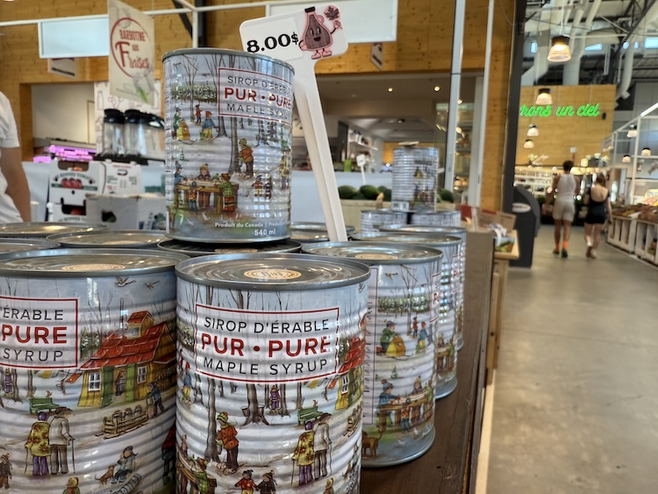 Maple syrup cans from Le Grand Marché de Québec make perfect souvenirs.