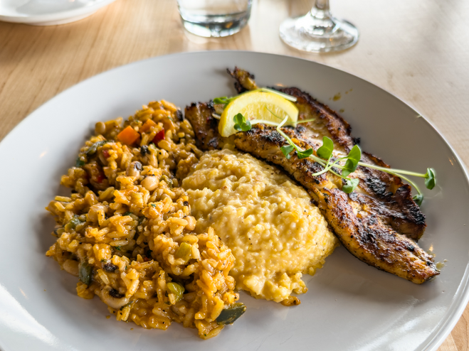 Trout dinner at The Speckled Trout in Blowing Rock