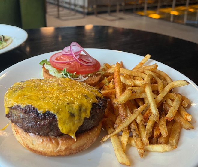 The Met Burger with cheese and fries