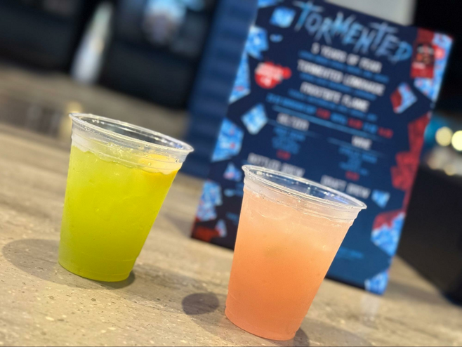 two colorful cocktails