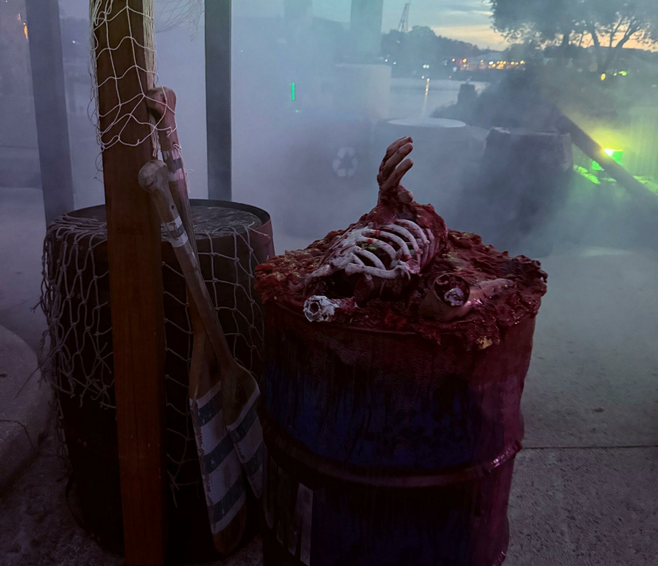 Fake bones on barrel