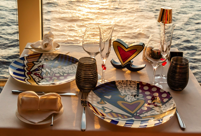 All the table settings at the Love by Brito restaurant are love themed