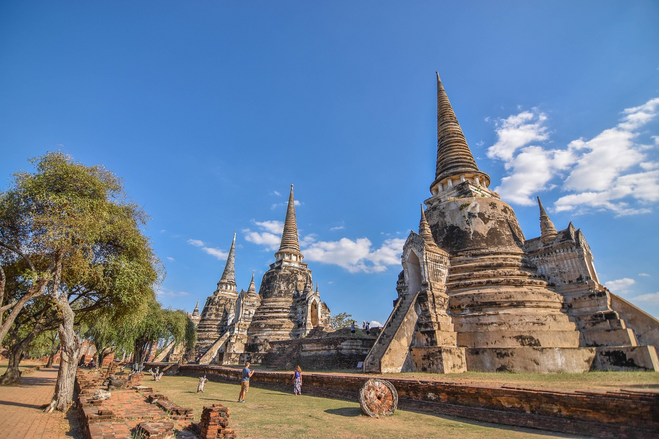 Three ancient stone towers of the Ayutthaya