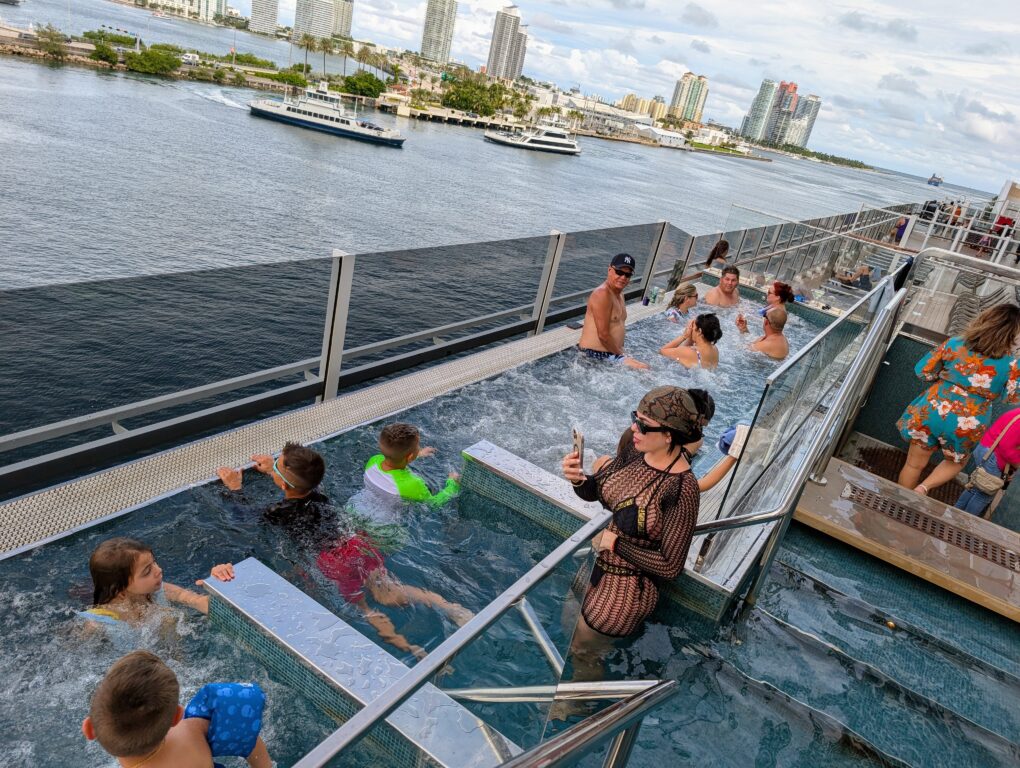 A crowded hot tub aboard the MSC Seascape
