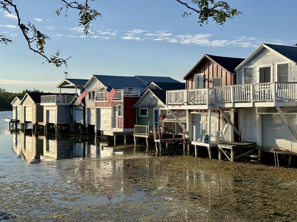 Row of historic Canandaigua boathouses