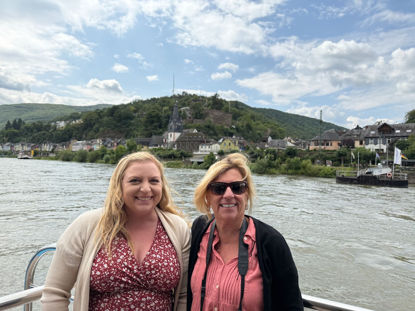 Christina and Mimi sailing through the Rhine Gorge.