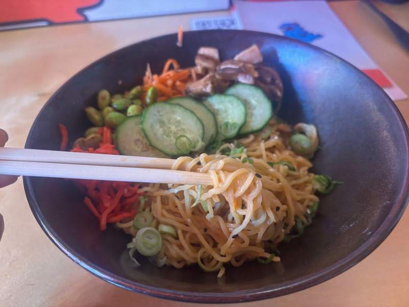 Vegan miso bowl in Chattanooga with ramen adn veggies