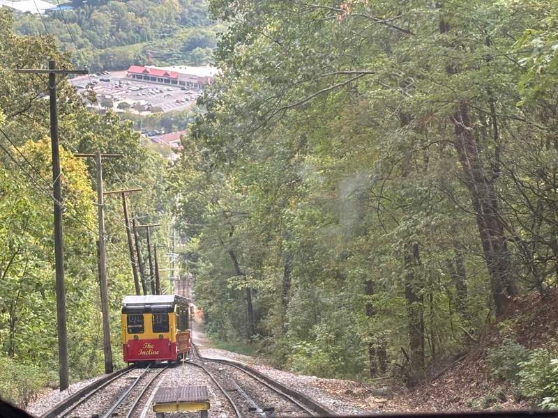 Riding the steep Incline Railway high above Chattanooga