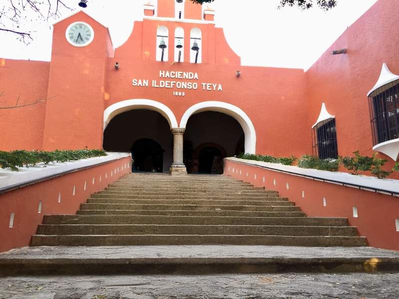 Facade of a traditional hacienda, Hacienda Teya.