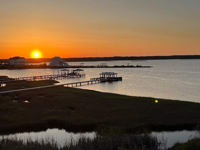 North Topsail Bay at sunset.