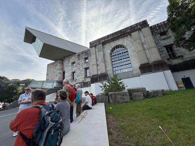 Tourists outside the Nazi Documentation Center in Nuremberg.