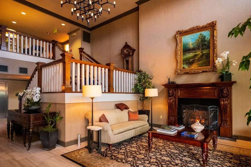 The lobby of Hotel Bellwether, one of Bellingham, Washington's best hotels. 