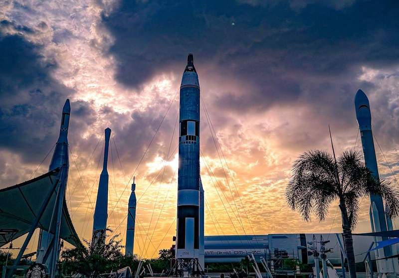 Rockets at sunset at Kennedy Space Center Visitor Complex