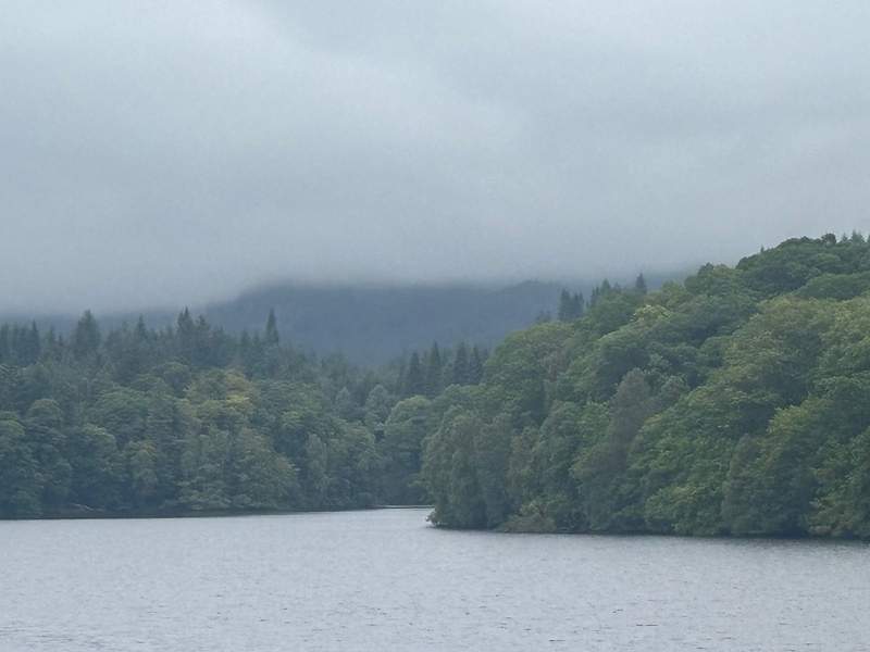 Hiking around the lake in Pitlorchy, in the rain