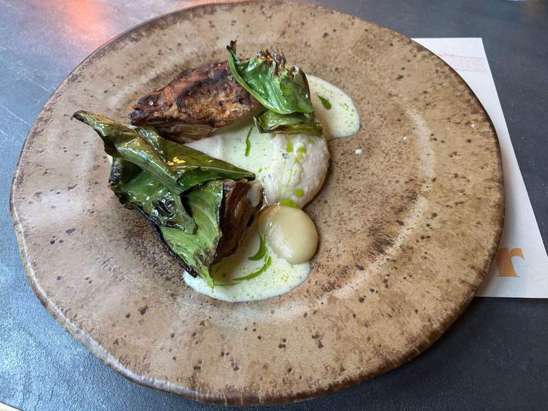 Entree at the vegan tasting menu - celeriac 'steak'