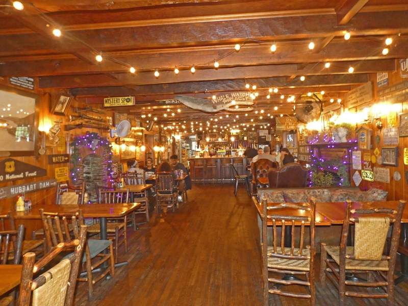 Interior of a pub style restaurant decorated like Civil War time.