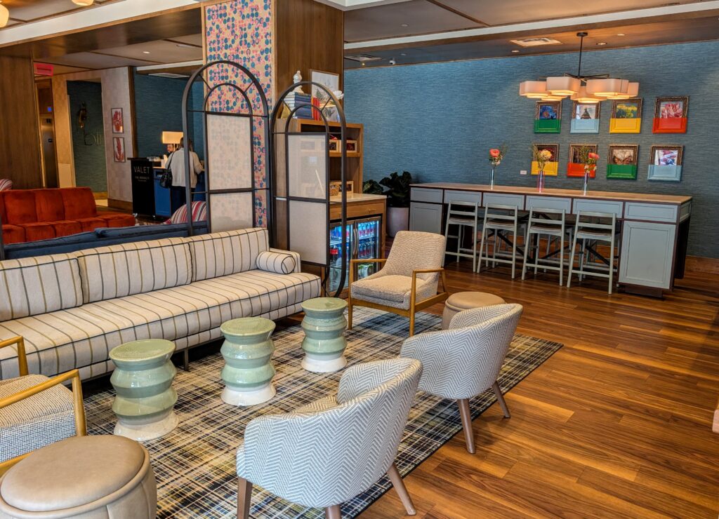 lobby of The Bradley Hotel in Fort Wayne, Indiana.