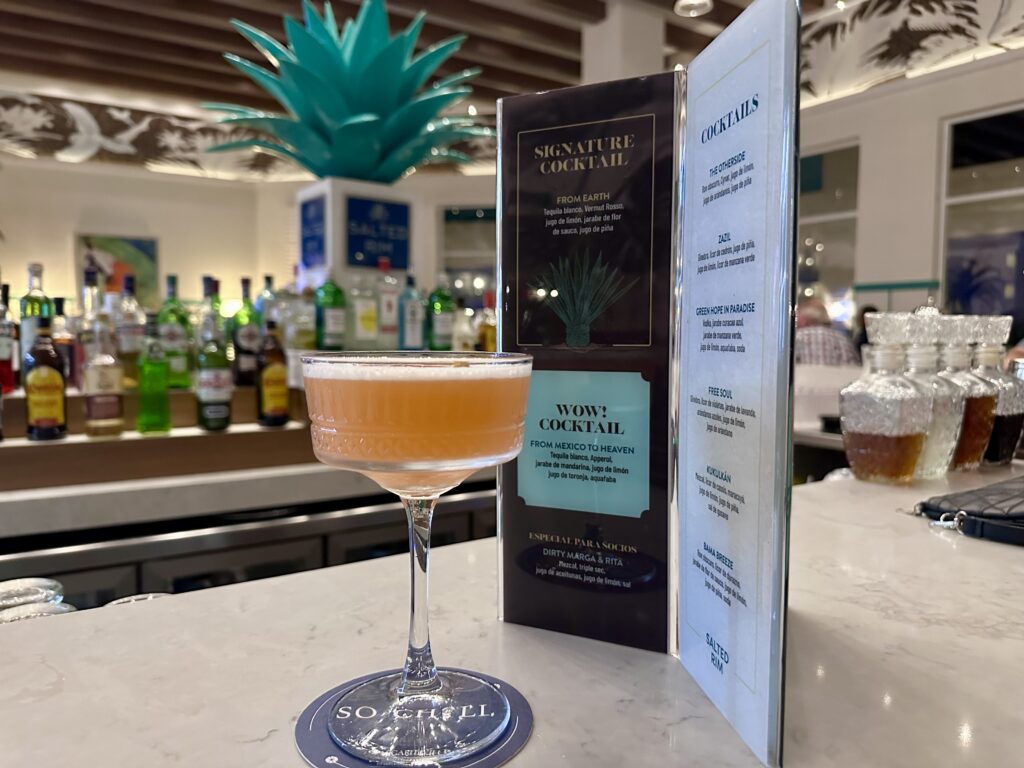 Cocktail at the Salted Rim lounge at Margaritaville Island Reserve Riviera Maya