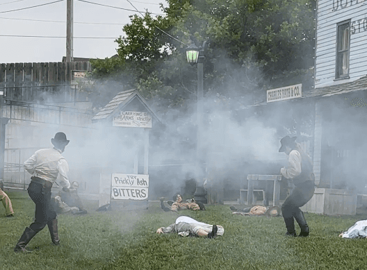 Staged gunfight at the Boot Hill Museum. 