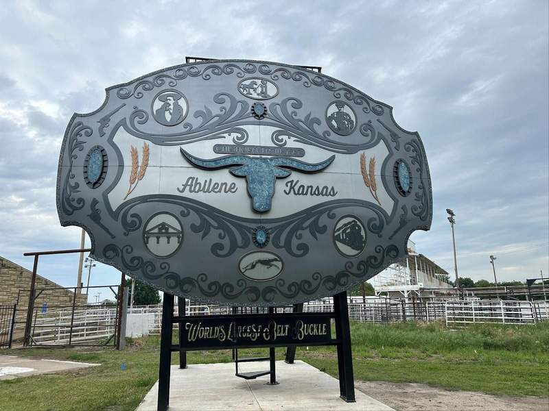 The World's Largest Belt Buckle in Abilene, Kansas, a stop on the Kansas Gunsmoke Trail