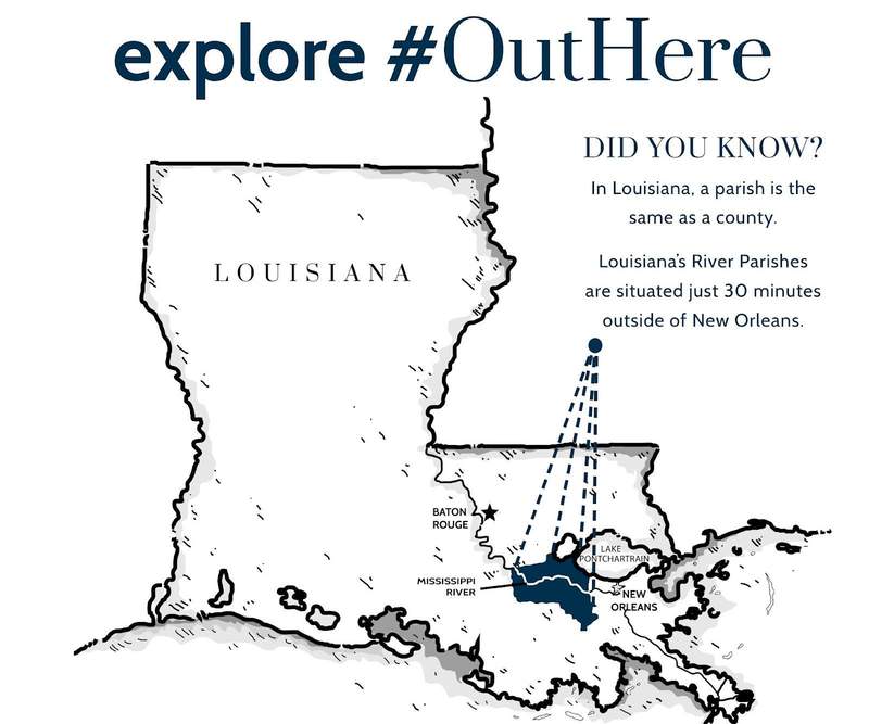 A map showing Louisiana River Parishes.