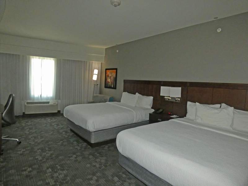 Hotel room with two king beds.