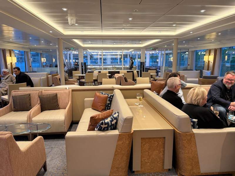 The clean and elegant lounge aboard Viking Honir