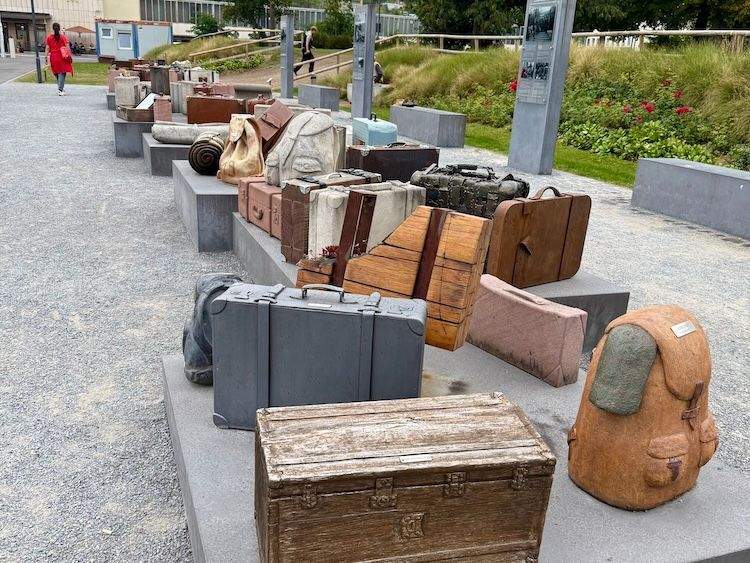 DenkOrt Deportationen art installation beside Würzburg central station, commemorating deported Jewish residents.