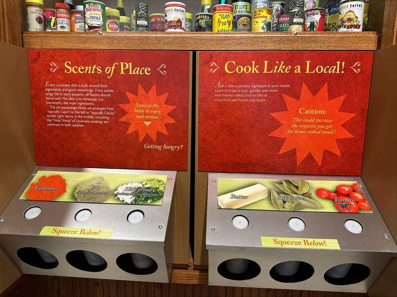 Learn about the scents of the area by squeezing and sniffing this interactive exhibit at the Creole Nature Trail Adventure Point in Lake Charles, LA.