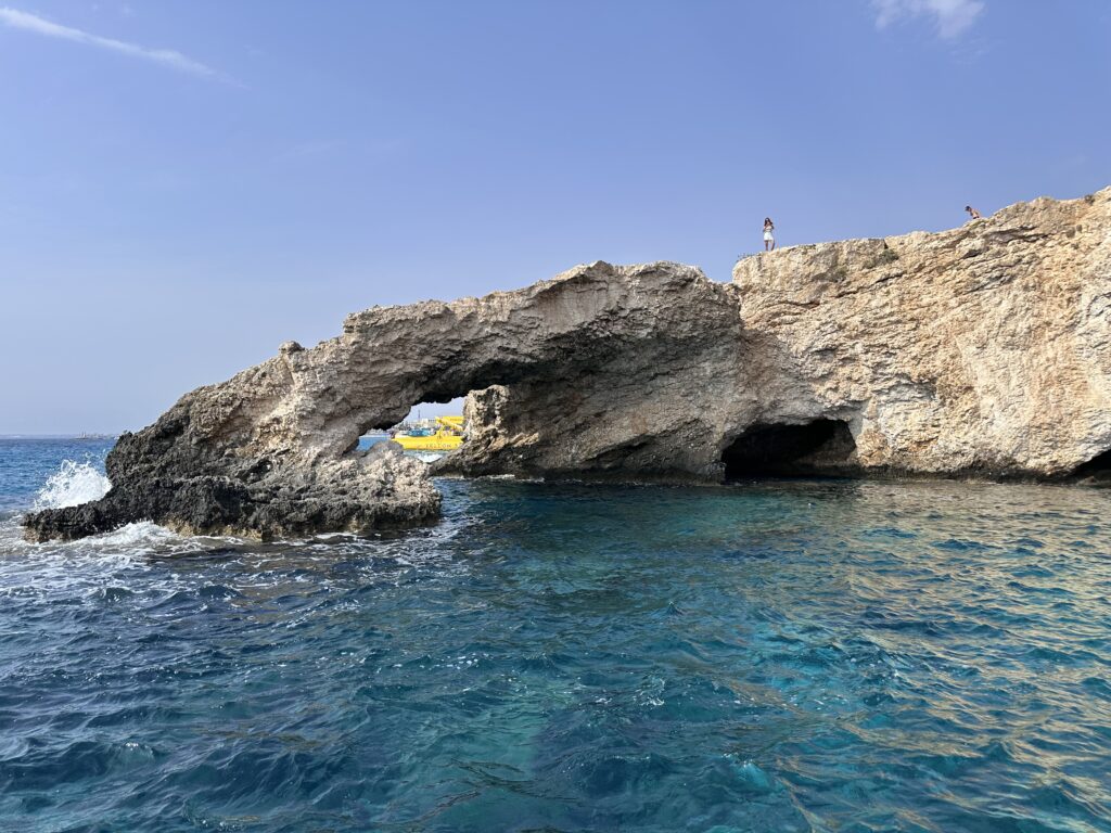 Bridge of Love natural stone formation in the Ayia Napa harbor in Cyprus.