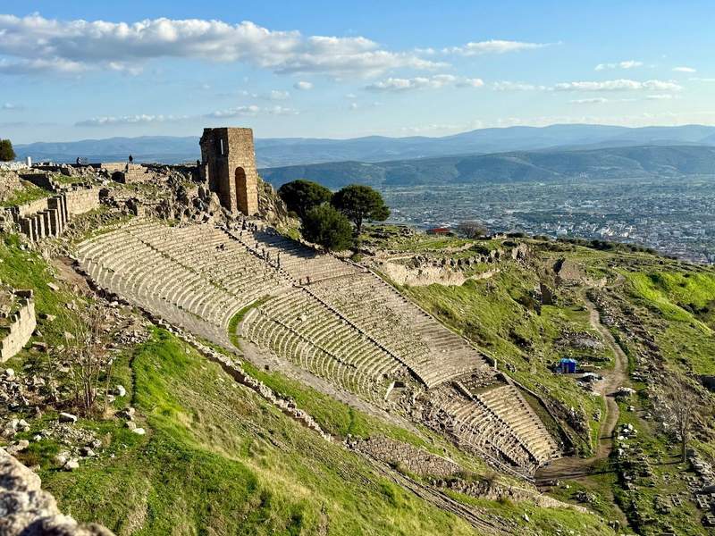 Overlooking the Pergamon amphitheater (greek style) and looking out over countryside beyond.