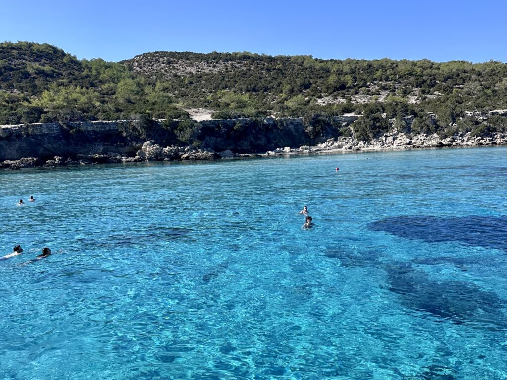 Cyprus Blue Lagoon with swimmers