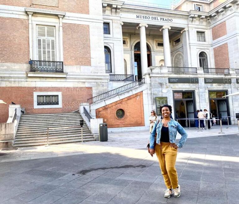 Woman standing outide of the Prado Musuem