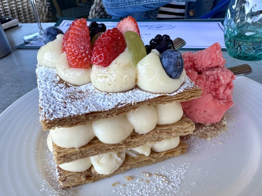 Mille-feuille pastry at Petit Palais Boutique Hotel in Cyprus.