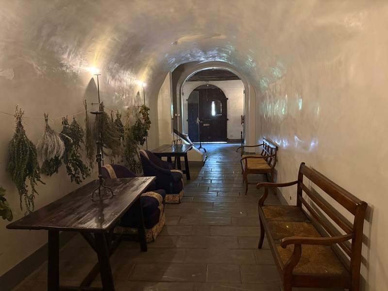 Hallway with benches