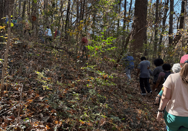 People hiking the Trillium Trail near Birmingham, AL