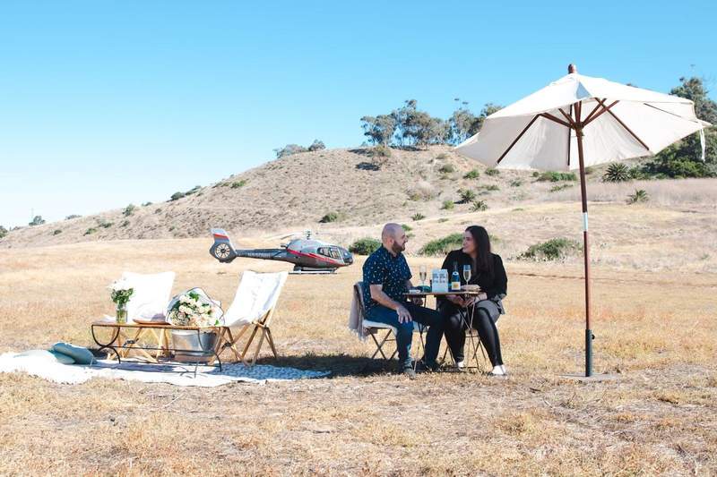 Helicopter Picnic on Catalina Island CA.