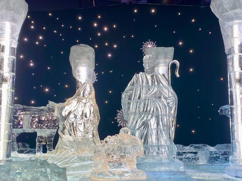Nativity scene made of ice