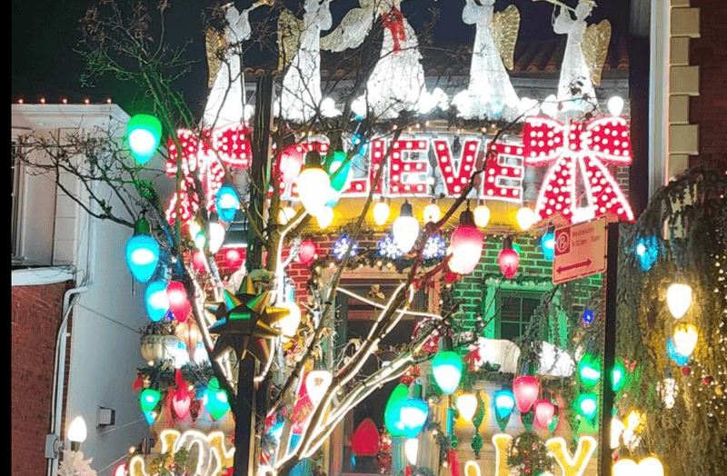 Festive Christmas lights in Dyker Heights