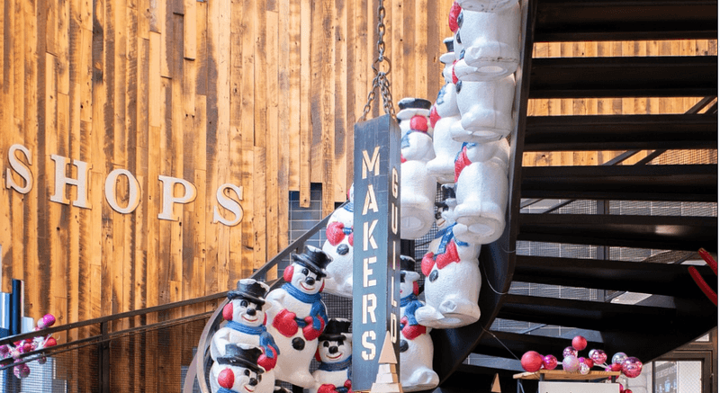 Snowmen leading the way to the Makers Guild Holiday Market