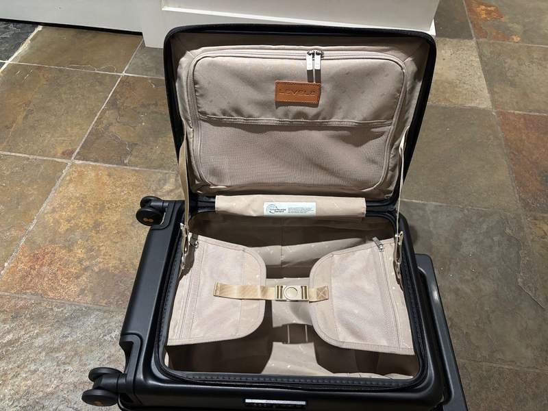 Inside a carry-on from Level 8 Luggage.
