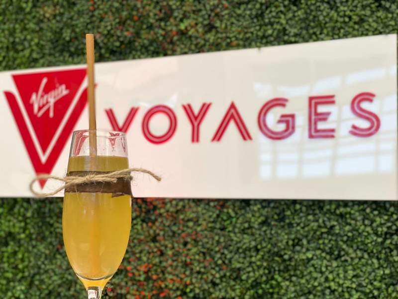 champagne cocktail with Virgin Voyages
