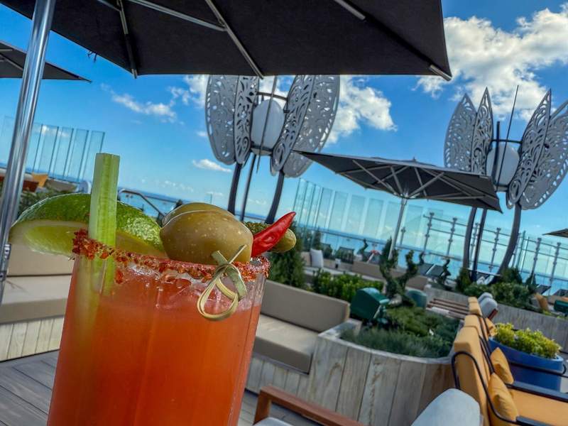Bloody Mary cocktail at rooftop bar