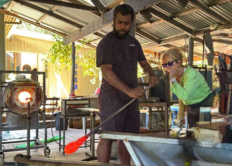 Glass blowing at Hot Glass on Fiji.