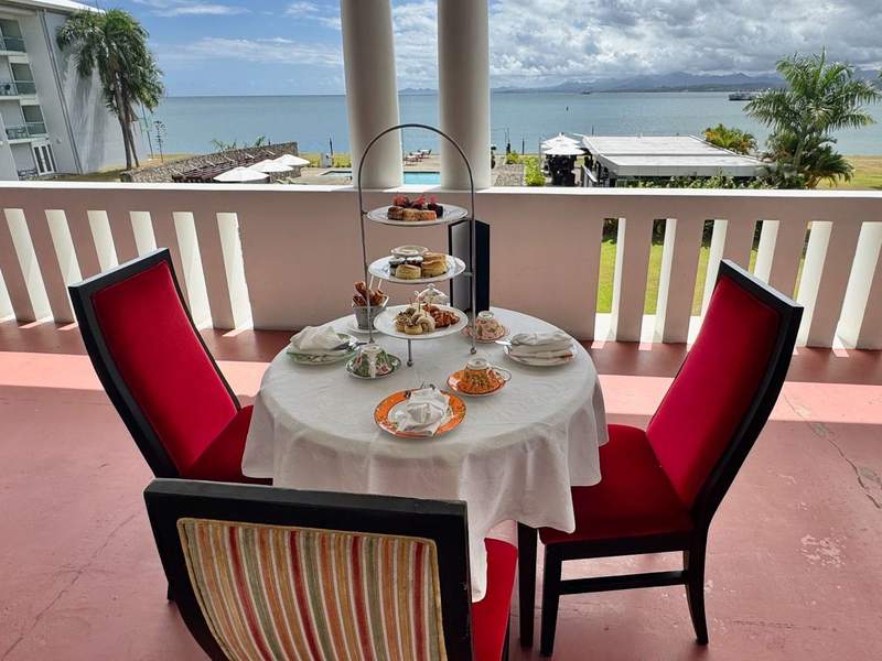 High Tea overlooking the harbor at the Grand Pacific hotel in Suva Fiji.