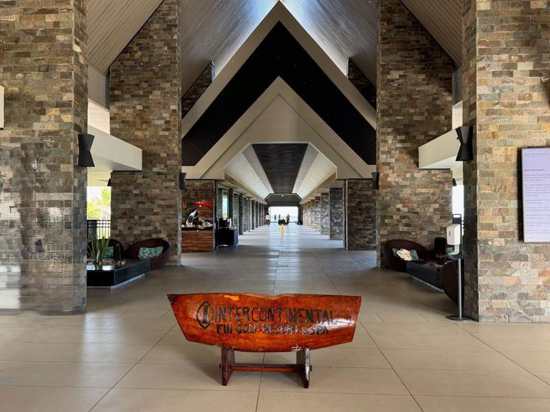 Open air lobby at the Intercontinental Fiji Golf Resort and Spa.